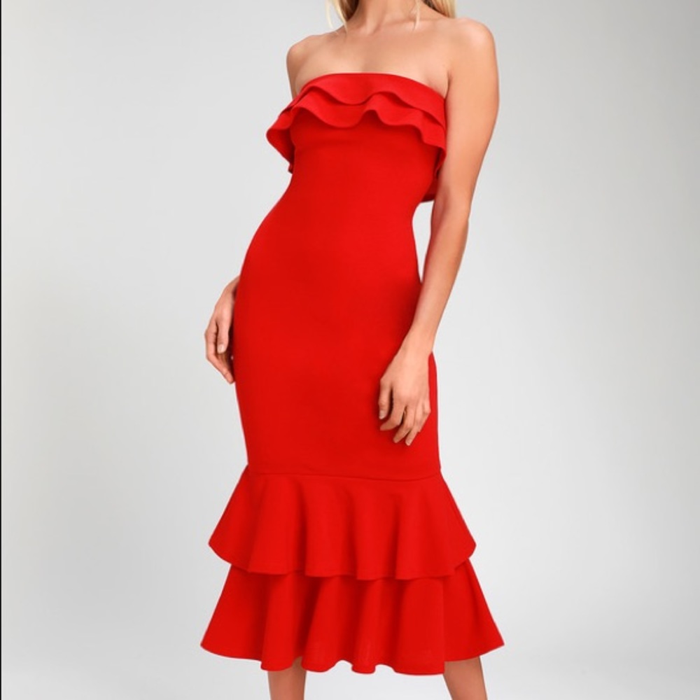 Glam red midi dress lulus